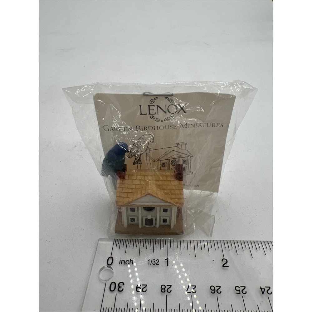 Vintage Lenox Birdhouse Miniature Indigo Bunting Blue Bird Mansion Audubon Birds